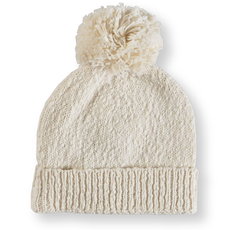 Grown Slub Pom Pom Beanie - Milk