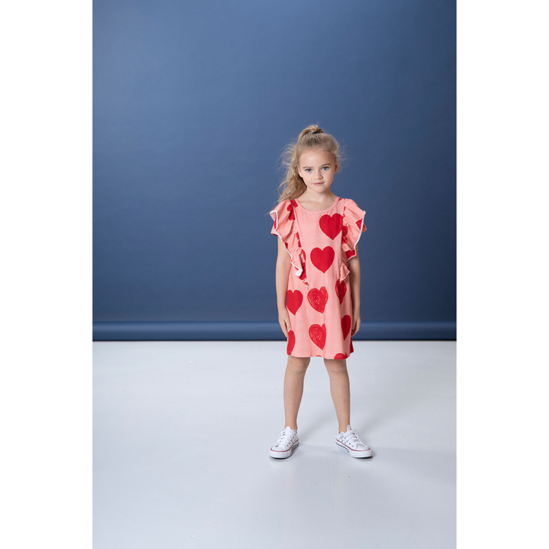 Littlehorn Hearts Dress Dark Pink