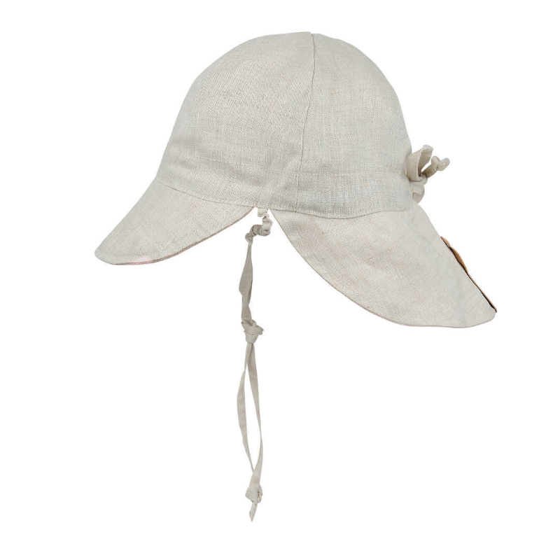 Bedhead 'Lounger' Baby Reversible Flap Sun Hat - Florence Flax