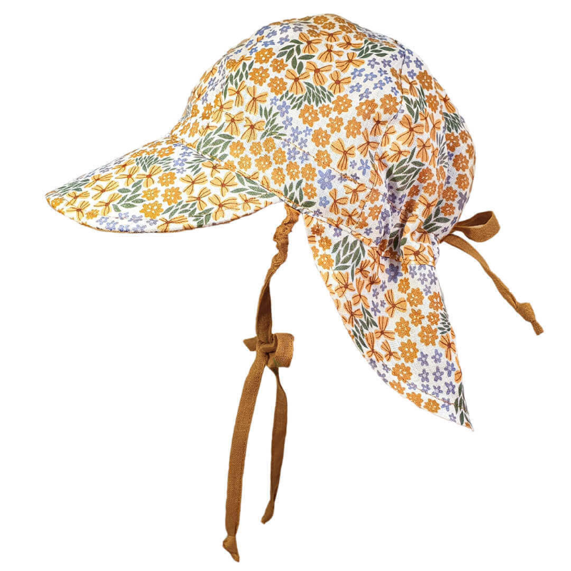 Bedhead 'Lounger' Baby Reversible Flap Sun Hat - Mabel Maize