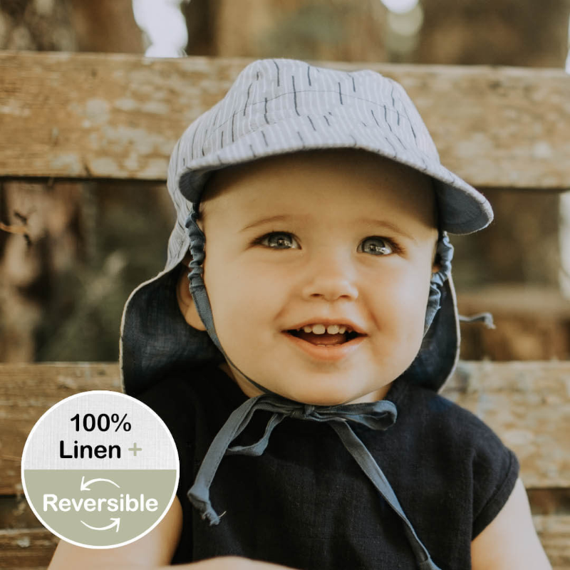 Bedhead 'Lounger' Baby Reversible Flap Sun Hat - Sprig Steele