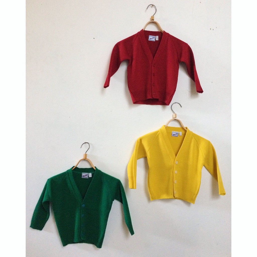Grandpa Retro Cardigan - Red Yellow and Green Made in Sydney