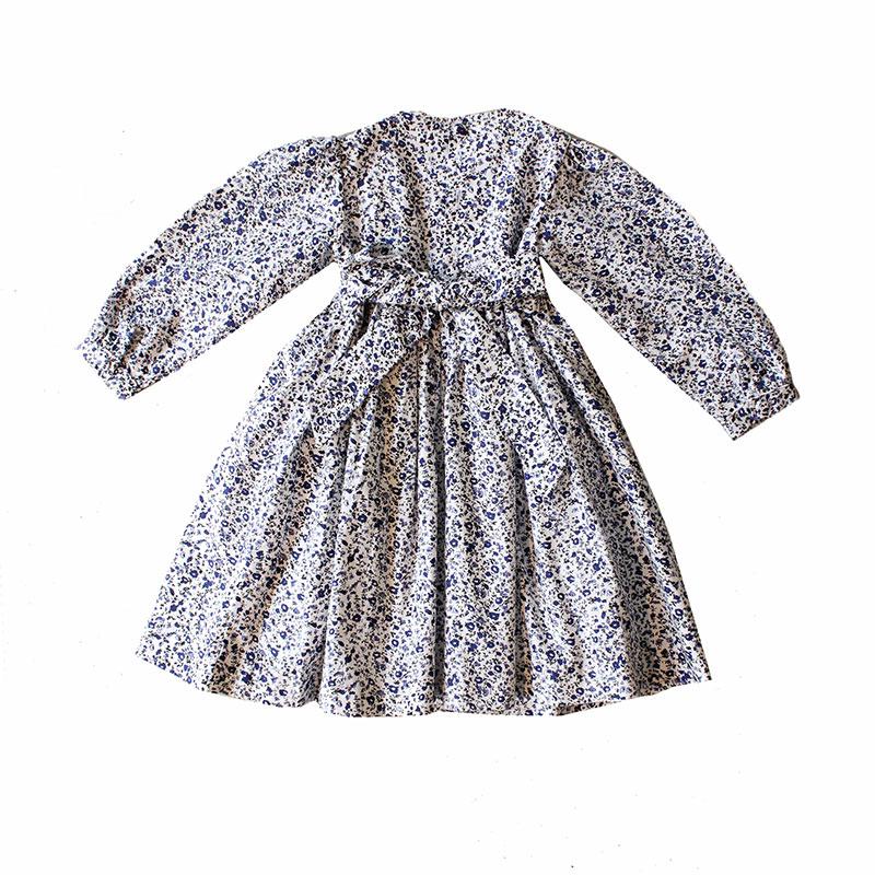 Handmade traditional Smocked Dress - Blue Floral