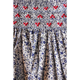 Handmade traditional Smocked Dress - Blue Floral