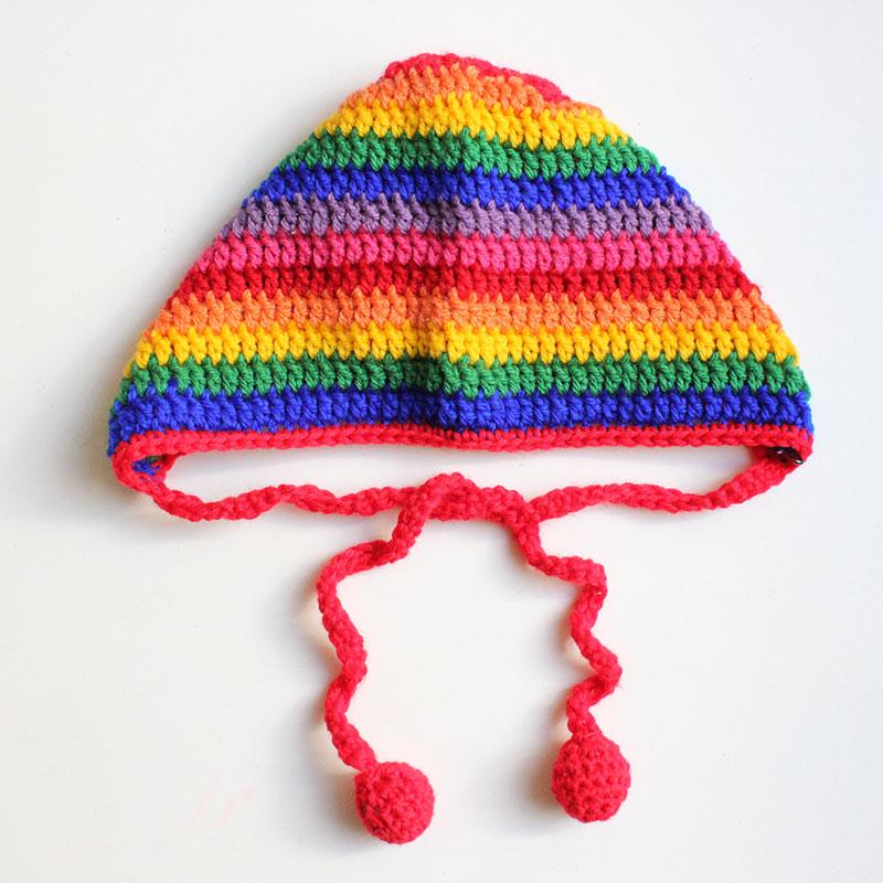 Crochet Bonnet Rainbow Stripe