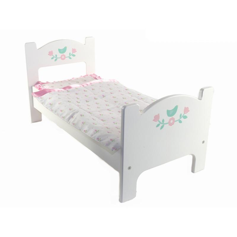 White wooden dolls bed perfect for Miniland dolls