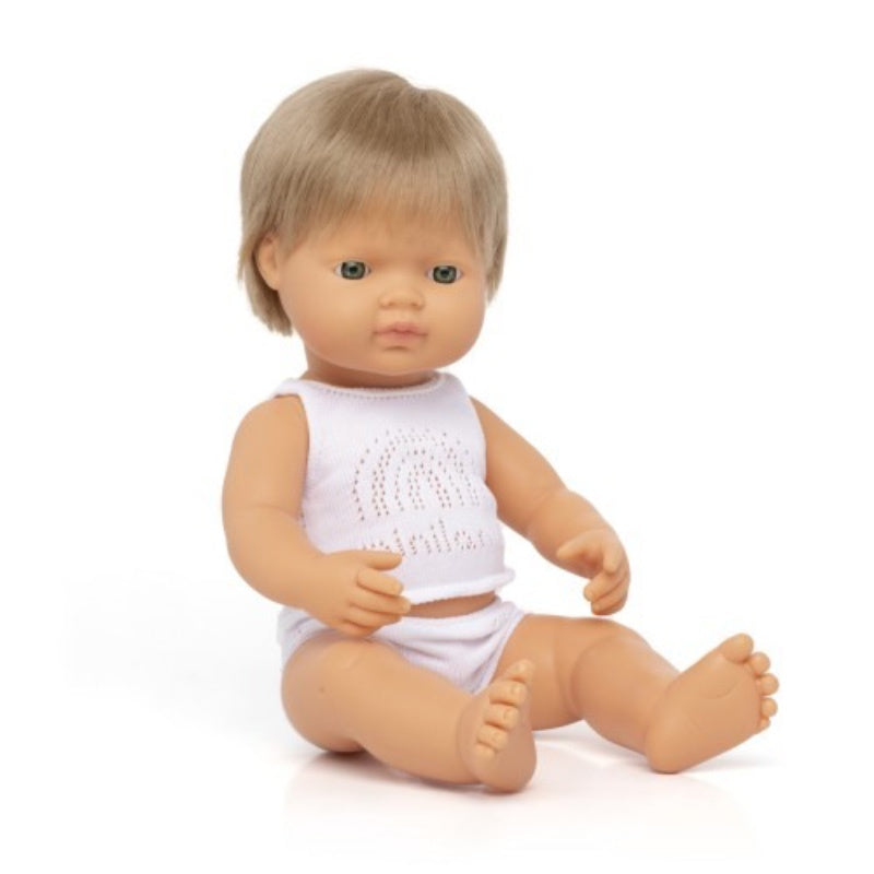 Miniland Doll 38cm - Dark Blond Caucasian Boy