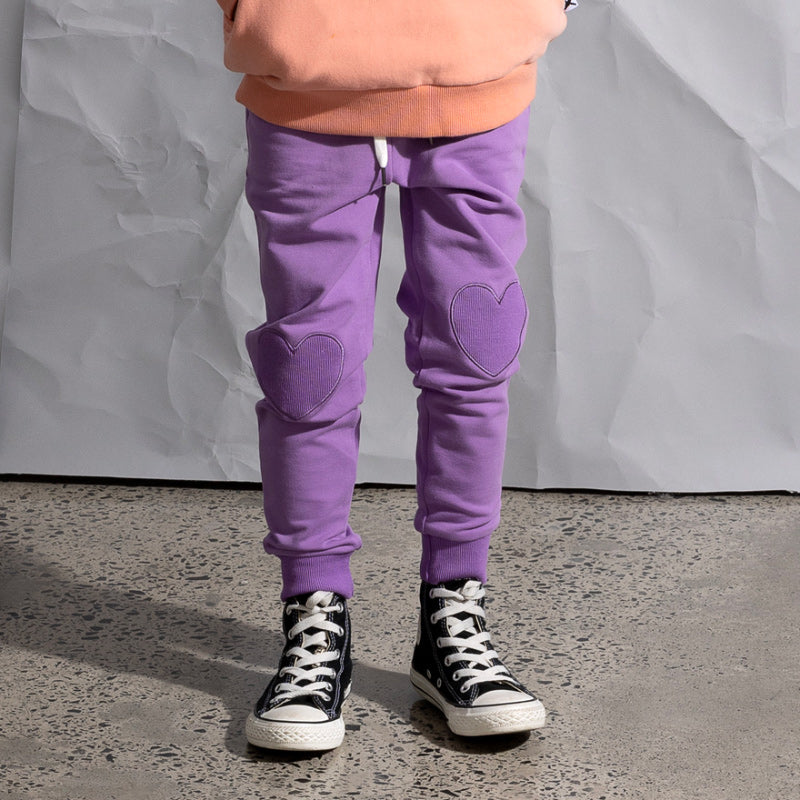 Minti Heart Patch Trackies - Purple
