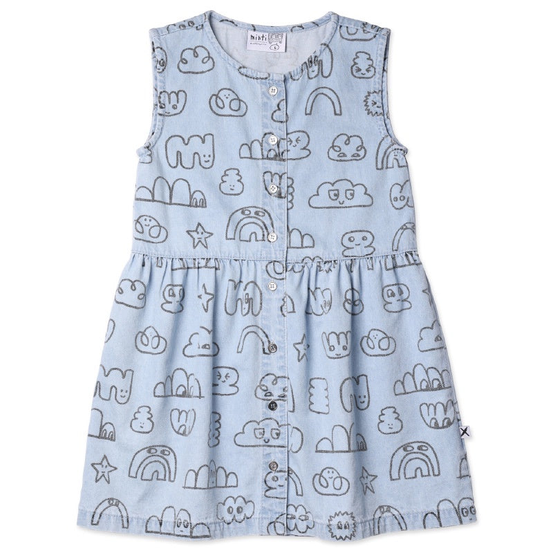 Minti Drawings Denim Dress - Blue