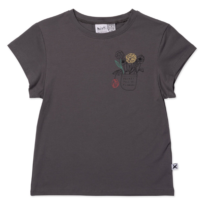 Minti Pocket Of Flowers Tee - Dark Grey