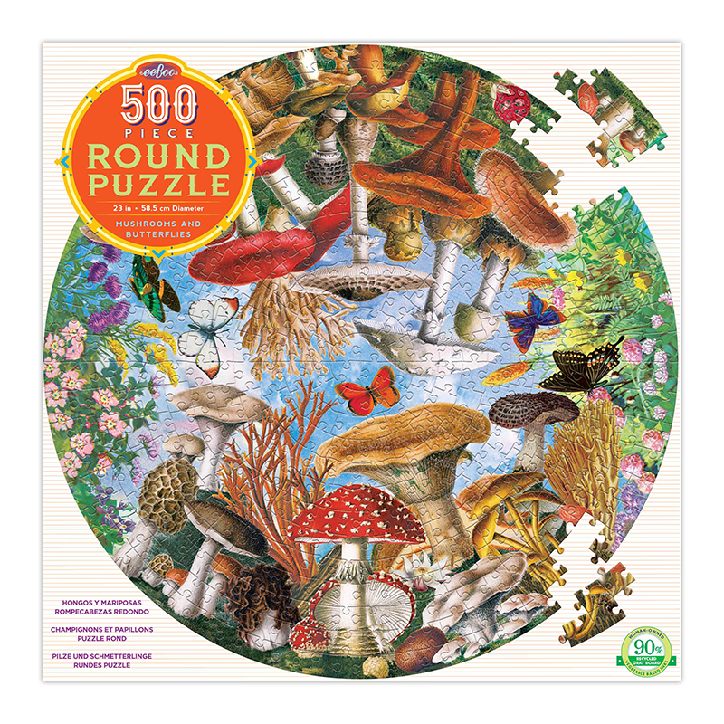 Eeboo 500Pc Round Puzzle - Mush & B'Fly