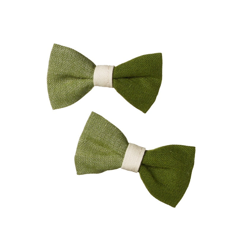 Nature Baby Bow Hair Clip 2PK - Jungle Check