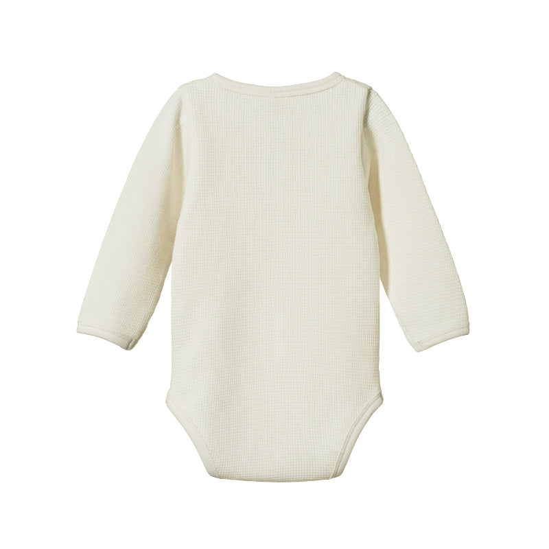 Nature Baby Henley LS Bodysuit Waffle - Natural