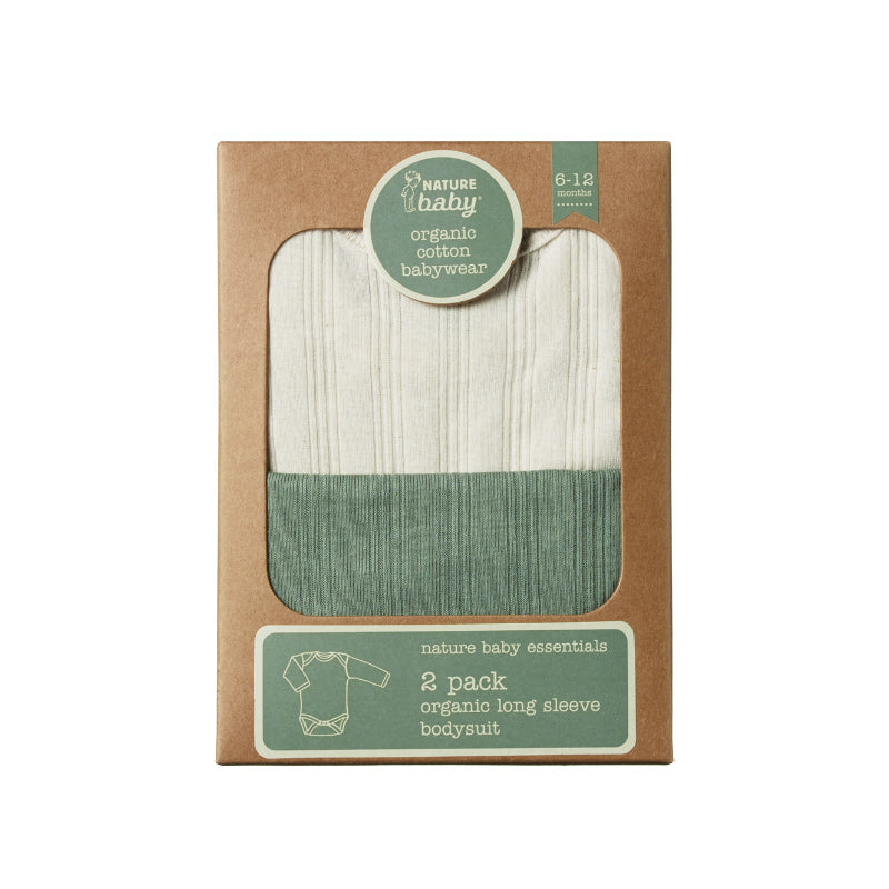 Nature Baby LS Bodysuit Derby 2PK - Nat/Nettle