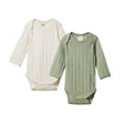 Nature Baby LS Bodysuit Derby 2PK - Nat/Nettle