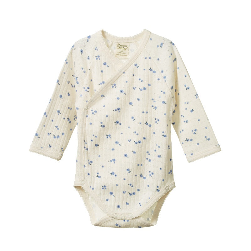 Nature Baby LS Kimono Pointelle Bodysuit - Daisy