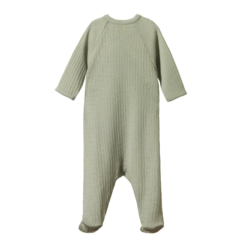 Nature Baby Kimono Stretch & Grow Merino Pointelle - Seedling