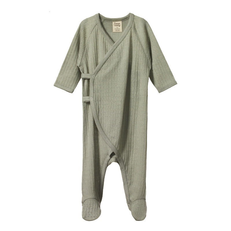 Nature Baby Kimono Stretch & Grow Merino Pointelle - Seedling