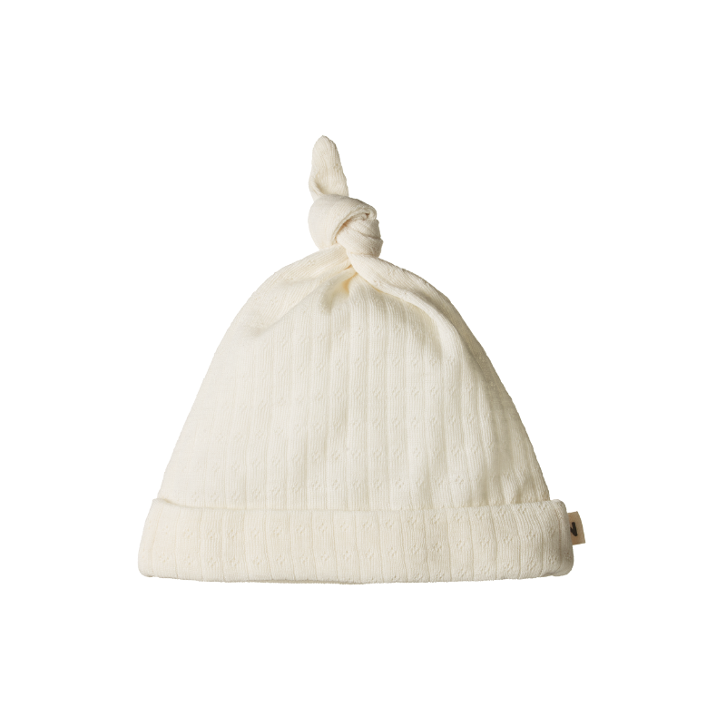 Nature Baby Merino Knotted Beanie Pointelle Natural Shorties