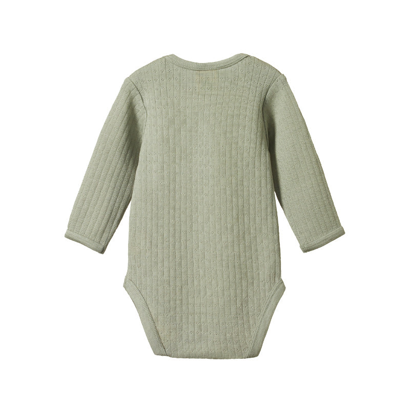 Nature Baby LS Bodysuit Merino Pointelle - Seedling