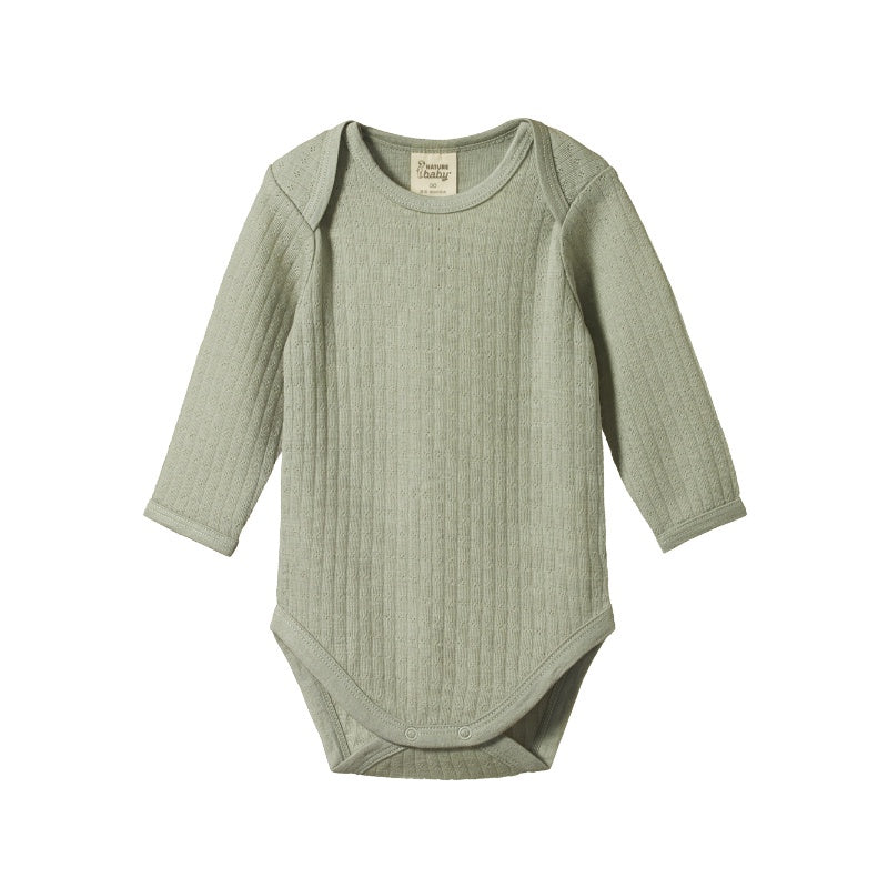 Nature Baby LS Bodysuit Merino Pointelle - Seedling