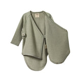 Nature Baby LS Kimono Bodysuit Merino Pointelle - Seedling