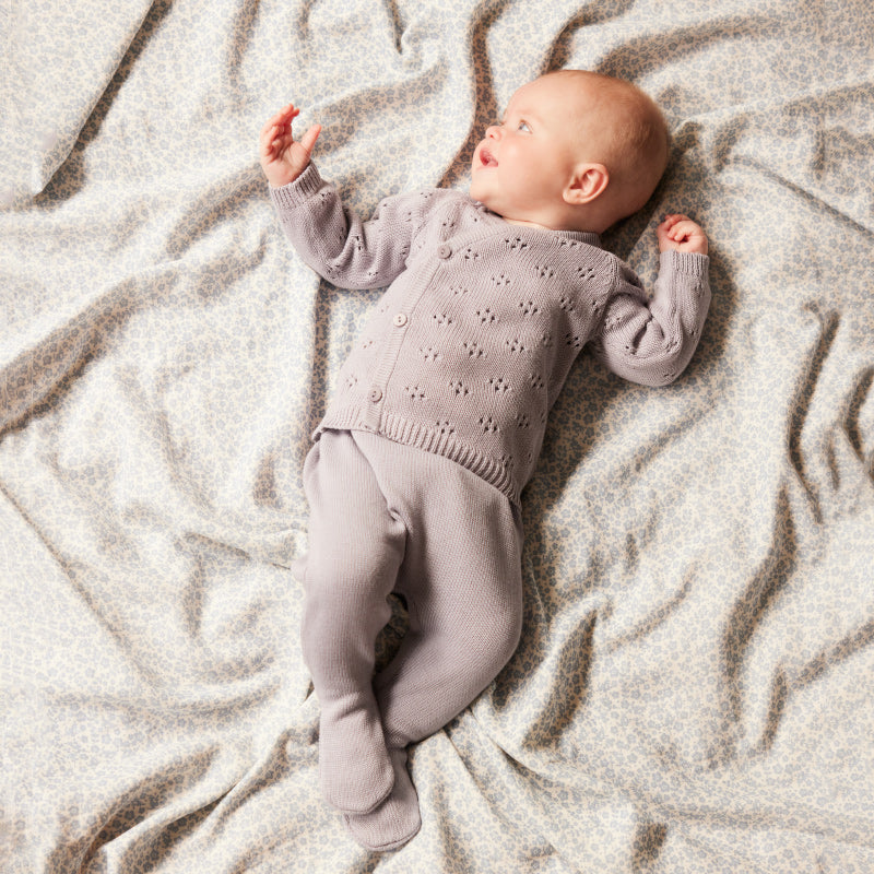 Nature Baby Honey Cardigan Lilac Pointelle Shorties Childrens