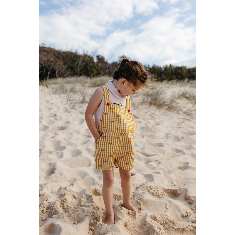 Olive & The Captain Sunny Lemon Gingham Overalls