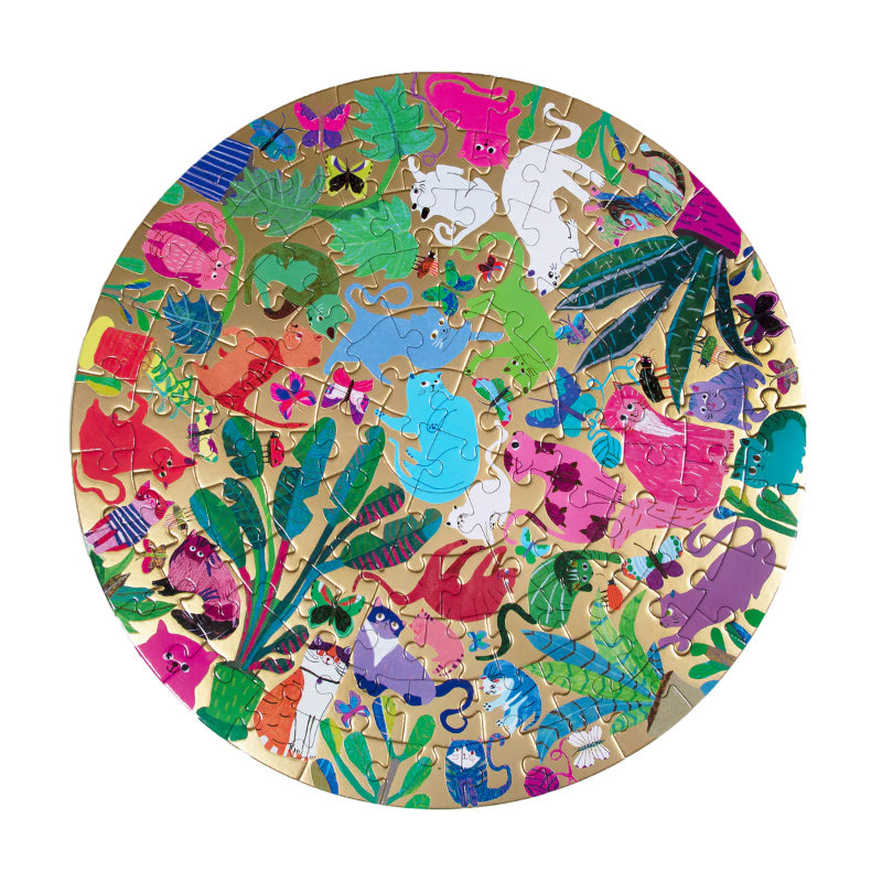 Eeboo 100PC Round Puzzle - Busy Cats