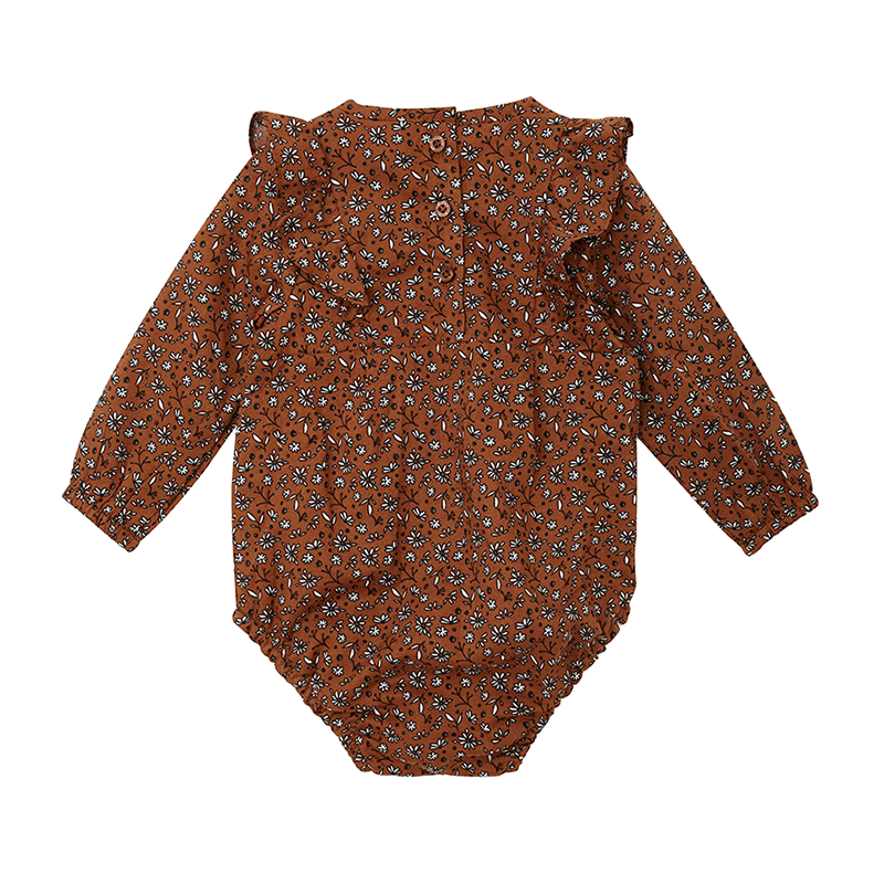 Miann And Co Long Sleeve Body Suit - Rust Floral
