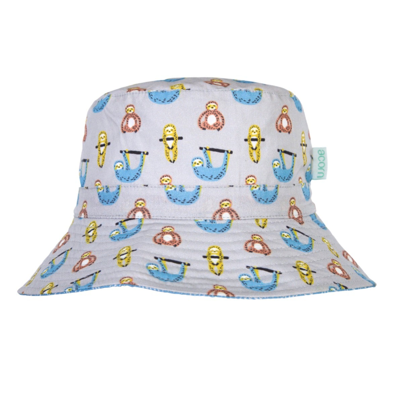 Acorn Bucket Hat Sloths Grey Multi Shorties Childrens Store