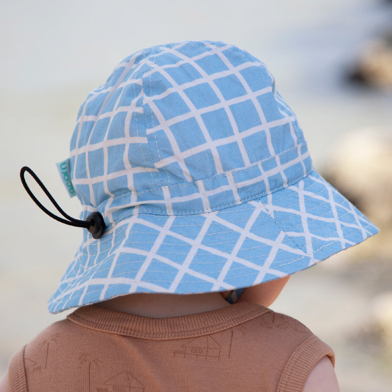 Acorn Infant Hat - Checks Blue/Natural