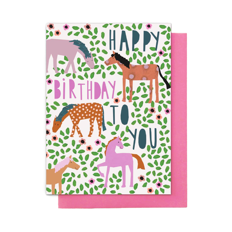 Young & Wild Card - Birthday Horses