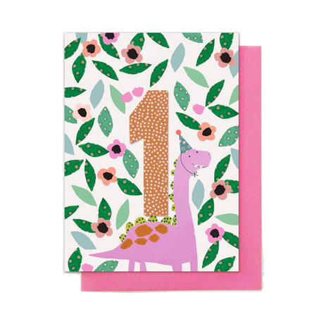 Card - Girl Age 1 Dinosaur