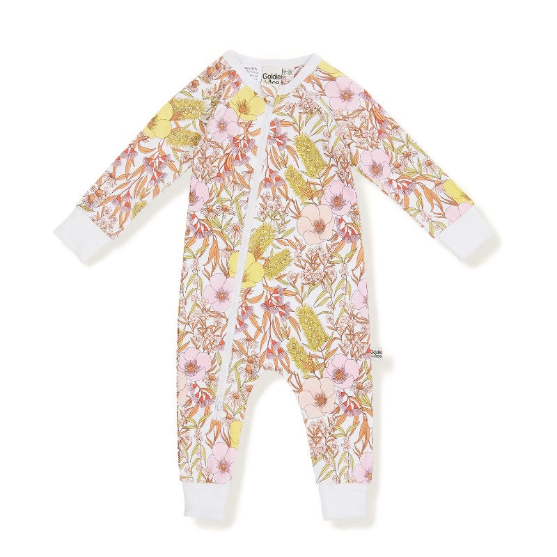 Goldie And Ace Zipsuit - Vinatge Floral Blush