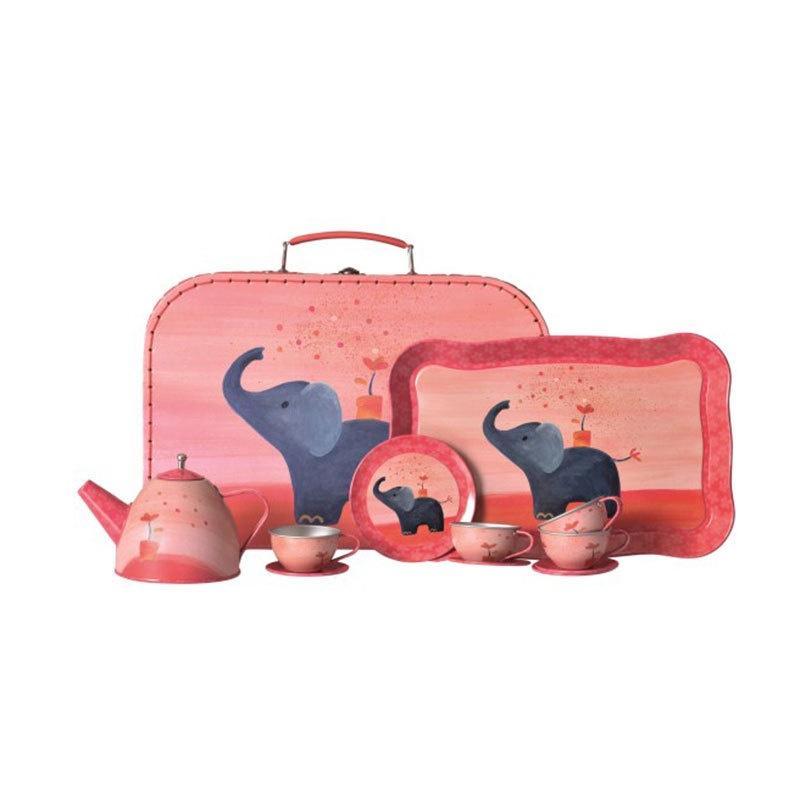 Egmont Tin Tea Set in Basket -elephant