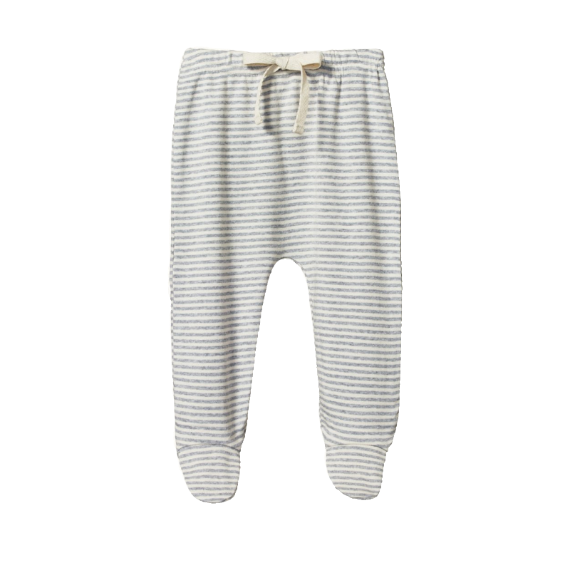 Nature Baby Footed Rompers - Grey Stripe