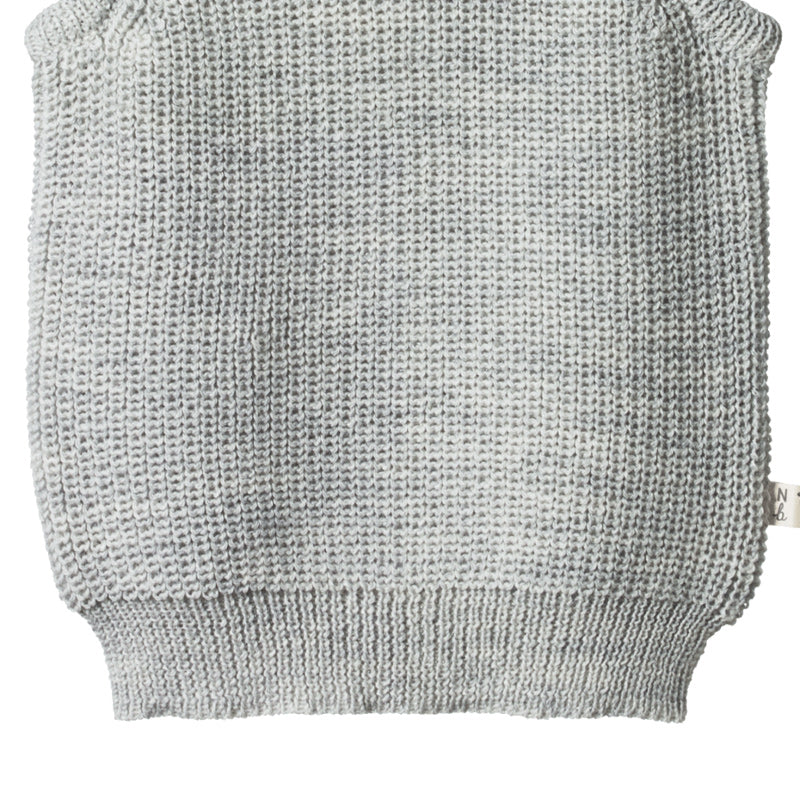 Nature Baby Merino Chunky Knit Vest - Light Grey Marle
