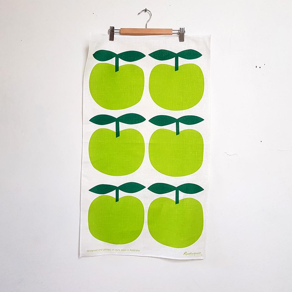 Australian Made Linen Wall Hanging - Green Apples