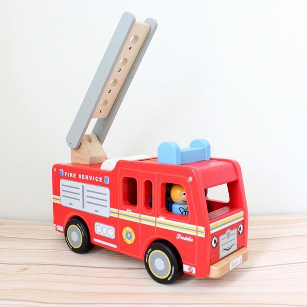 Freddie Fire Engine wooden fire truck made from rubber wood 