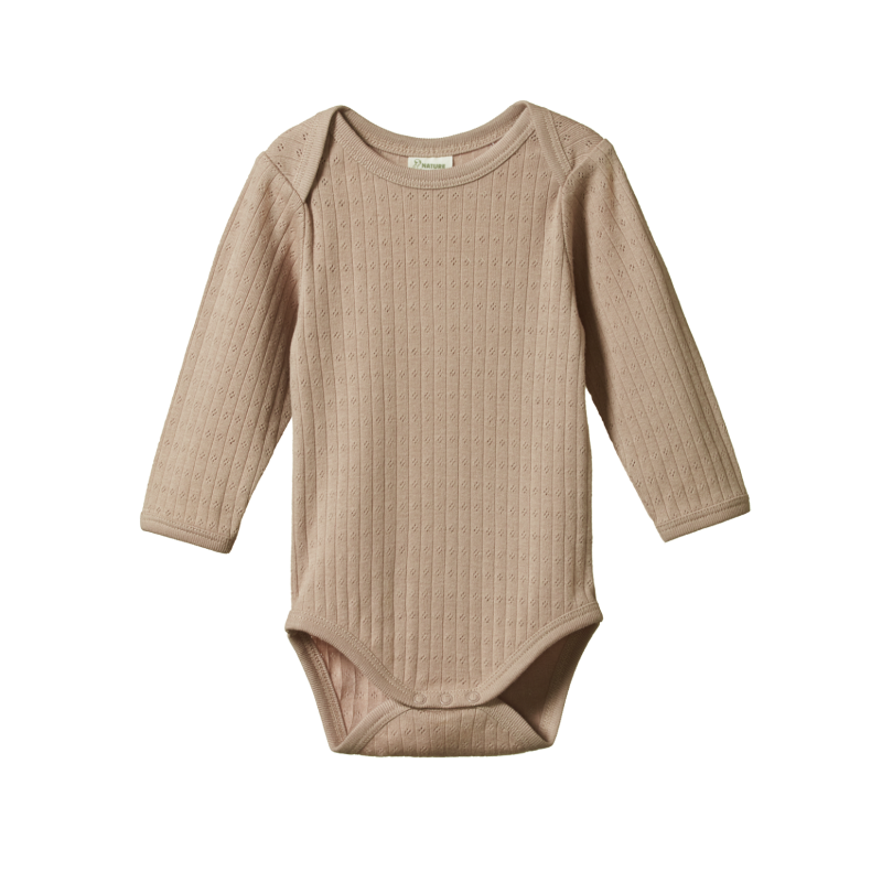 Nature Baby LS Pointelle Bodysuit - Nougat