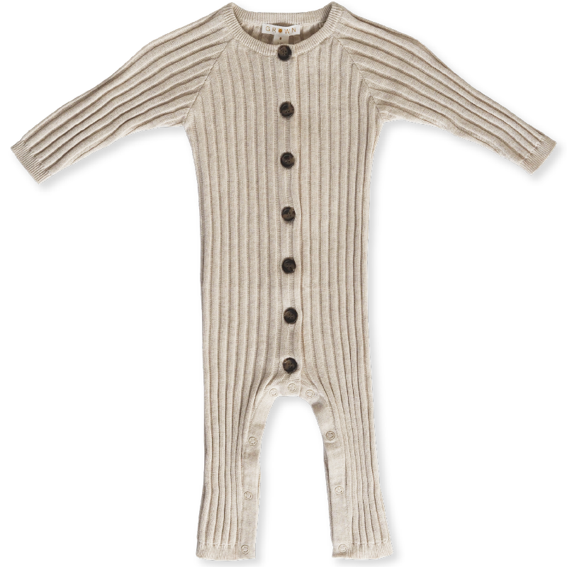 Grown Wide Rib Jumpsuit - Oat Marle