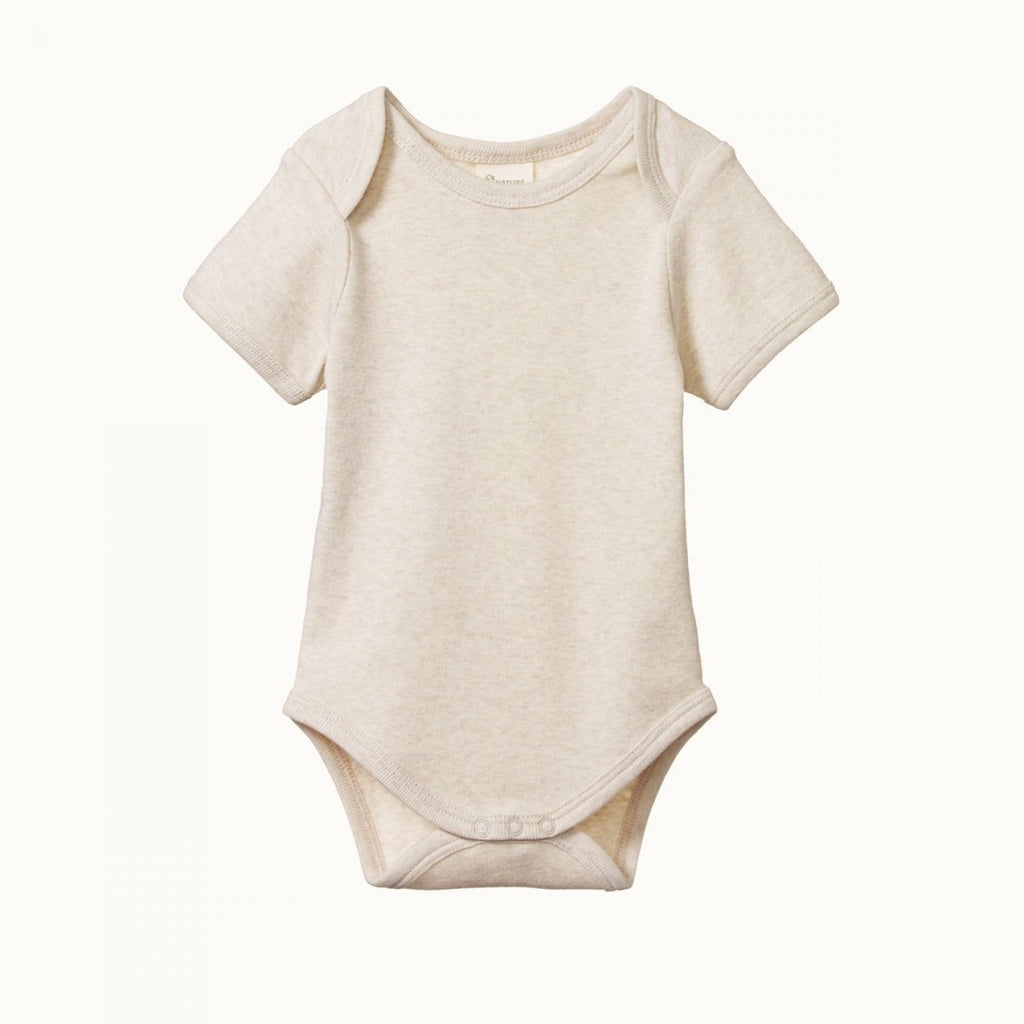 Nature Baby Short Sleeve Bodysuit - Oatmeal Marle
