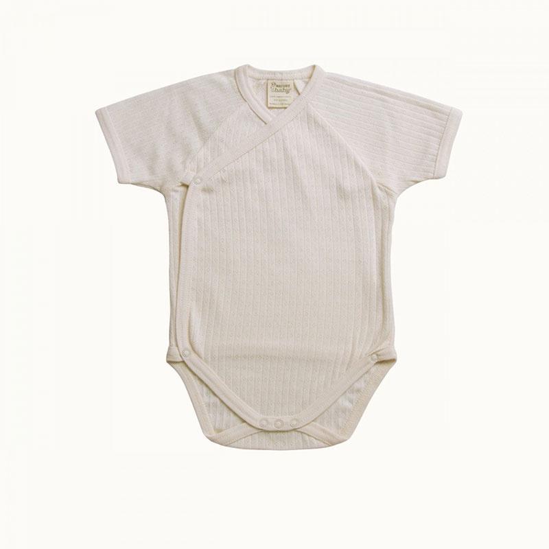 Nature Baby SS Kimono Suit - Pointelle Natural