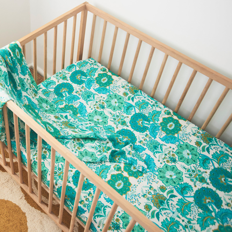 Banabae Hemp/Org Cotton Cot Sheet - Bella Blue