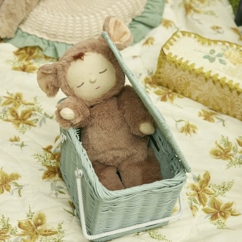 Olli Ella Rattan Piki Basket - Vintage Blue