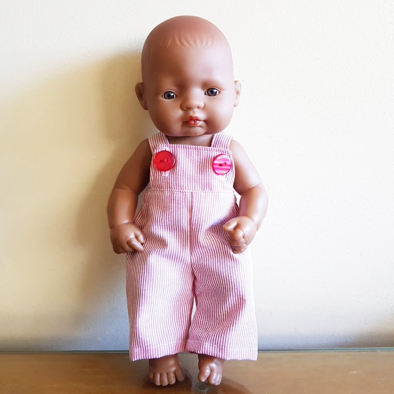 Pin Stripe Doll Overalls - Medium