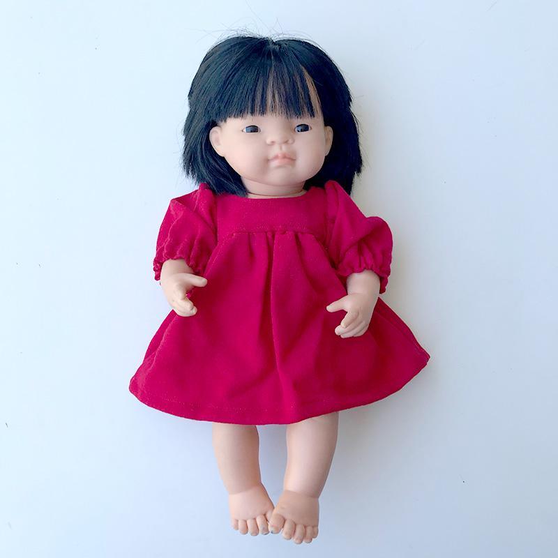 handmade dolls clothes for Minland dolls. Red dress. Kids store, kid toy shop Sydney.