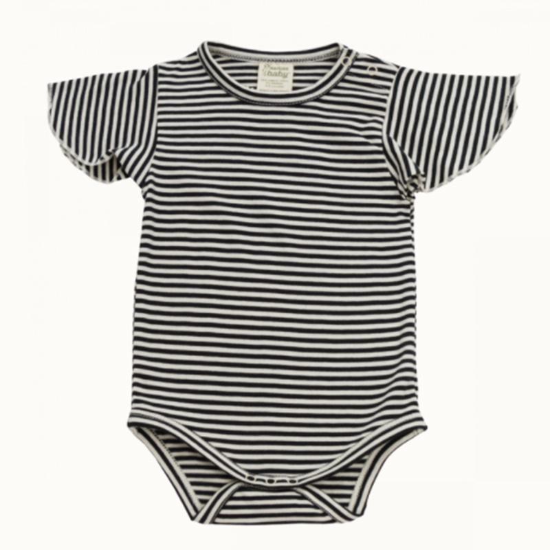 Nature Baby Petal Sleeve Bodysuit - Navy Stripe