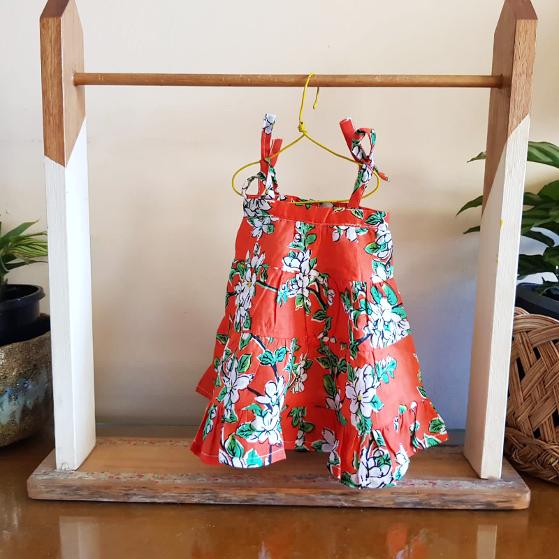 Coco & Ginger Dolls April Dress - Almond Blossom Paprika